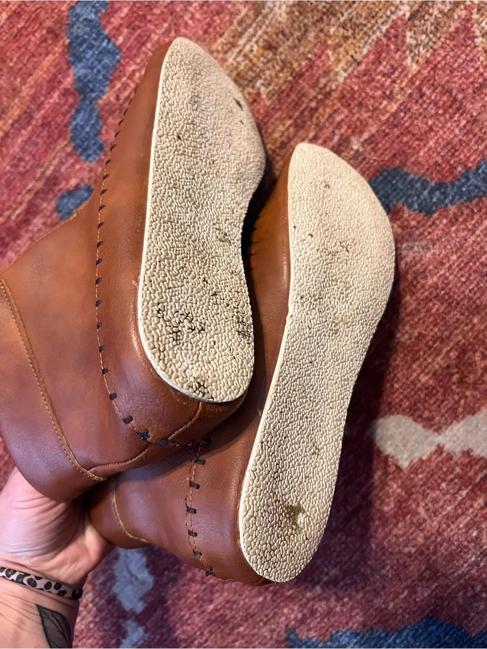 Women’s Brown Leather Moccasin Boots with Beaded Accent